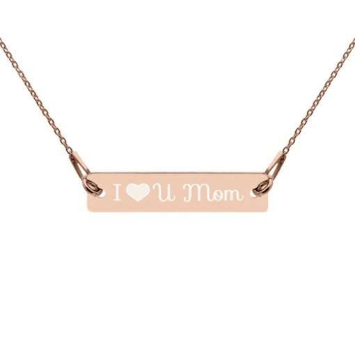 engraved silver bar chain necklace 18k rose gold coating flat 607c512ec7c0b