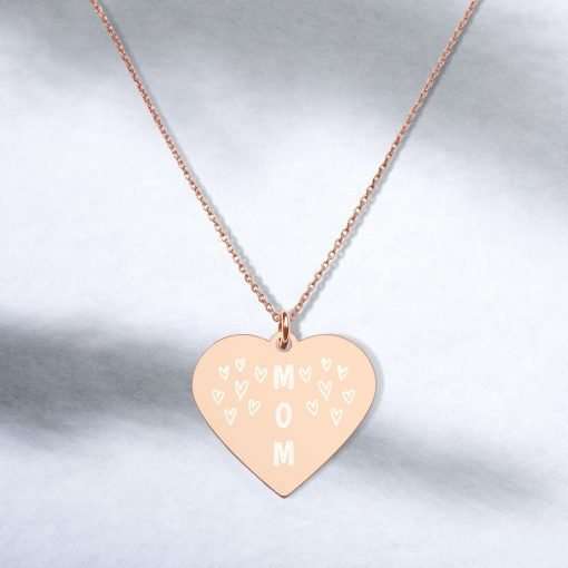 engraved silver heart chain necklace 18k rose gold coating lifestyle 3 607c575ee771e