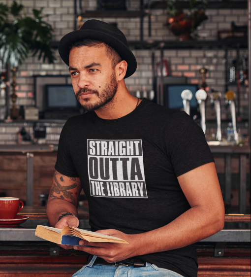 heather t shirt mockup of a man reading at a pub 34986 r el2