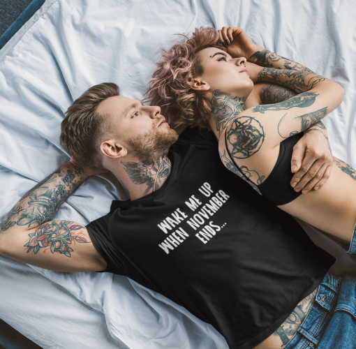 t shirt and sports bra mockup of a couple lying in bed 37774 r el2 copy