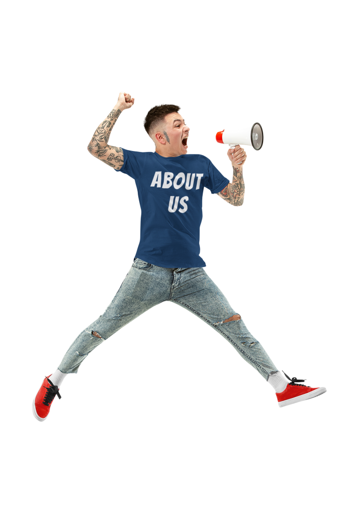 t shirt mockup featuring a man jumping with a megaphone 34388 r el2