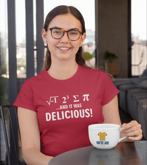 t shirt mockup of a woman sipping on her 24 oz coffee mug 29312