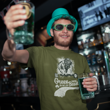 tee mockup of a man drinking a beer on st patrick s day 19570